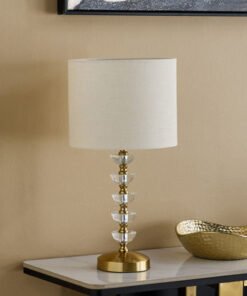 Rollins Caskey Crystal Table Lamp with Linen Shade...