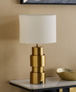 Rollins Caskey Metal Table Lamp with Linen Shade -...