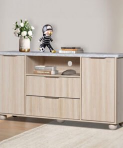 Island 2-Door Sideboard High TV Cabinet with 2 Dra...