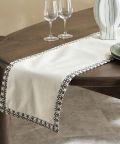 NoirClay Printed Flange Table Runner - 33x120 cm