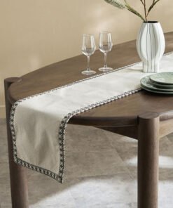 NoirClay Printed Flange Table Runner - 33x180 cm