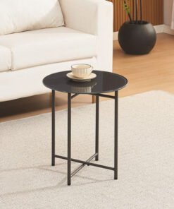 Movo Troy Glass Top Round End Table