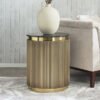 Vendra Blax Genuine Marble Top End Table with Bras...