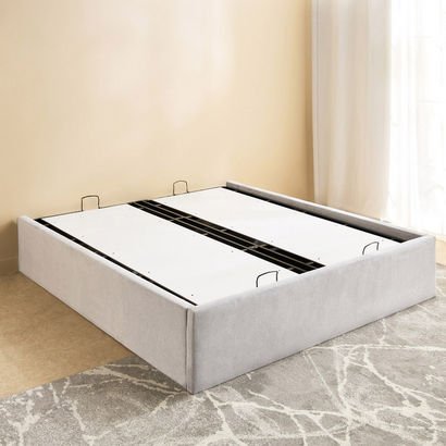 Hampton Upholstered Hydraulic Storage Queen Bed Ba...