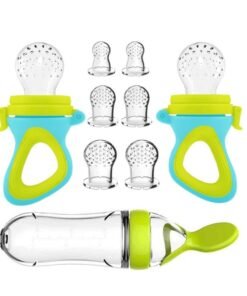 ORiTi Baby Food Feeder, Fresh Food - 2 Pack Fruit Feeder Pacifier, 6 Different Sized Silicone Pacifiers