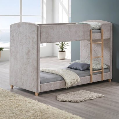 Curvy Upholstered Single Bunk Bed - 90x200 cm