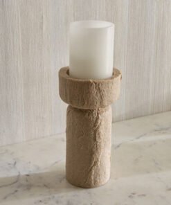 Canto Luxe Travetine Finish Polyresin Pillar Candl...