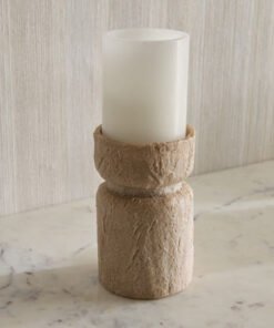 Canto Luxe Travetine Finish Polyresin Pillar Candl...