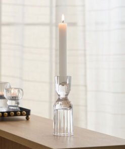 Tamara Heavy Glass Crystalline Clear Candleholder ...