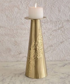 Melrose Litt Aluminium Textured Pillar Candleholde...