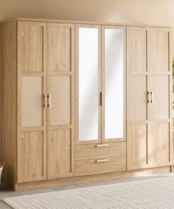 Naples 6-Door Wardrobe with 2 Drawers and Mirror