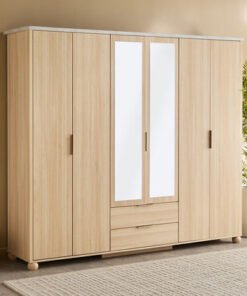 Island 6 Doors Wardrobe with 2 Drawers and Mirror