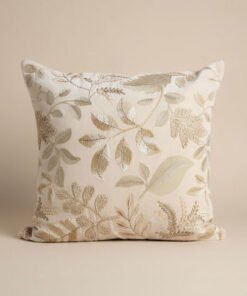Foila Embroidered Leaf Filled Cushion - 50x50 cm