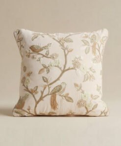 Foila Embroidered Bird Filled Cushion - 50x50 cm