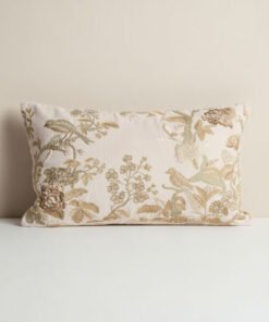 Foila Embroidered Leaf Bird Filled Cushion - 30x50...
