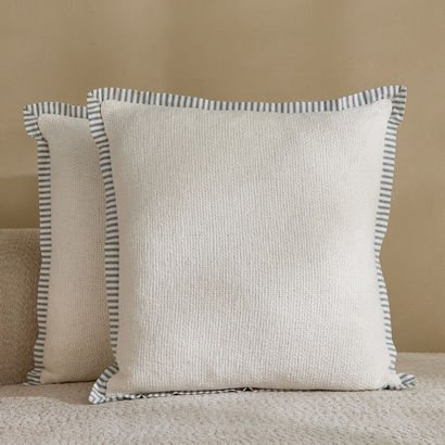 Cozy Duo 2-Piece Solid with Strip Ruffle Filled Cu...