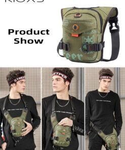 Alternative view of RIOXS Men's Multi-Functional Sports Waist Bag, Outdoor Cycling Portable Chest Bag, Casual Travel Crossbody Leg Bag, Large Capacity Nylon Waterproof Storage Travel Bag