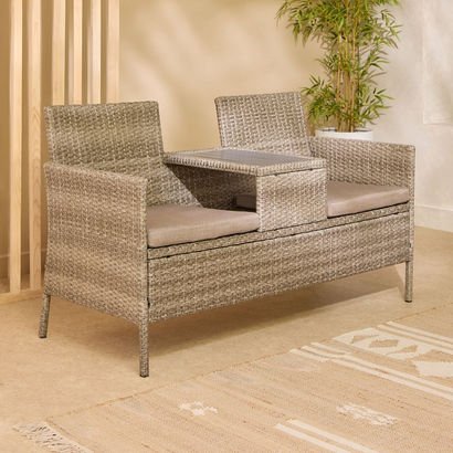 Vera Enzo 2-Seater Outdoor Bench with Attached Tab...