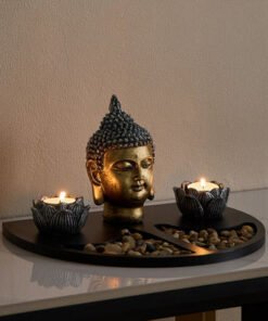 Divinity Glacier Polyresin Buddha with MDF Wooden ...