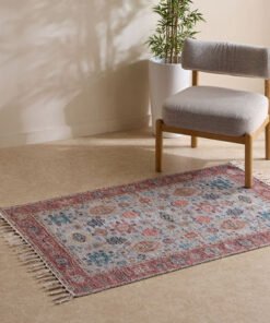 Glimmer Benza Handmade Printed Dhurrie - 110x160 c...