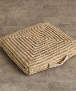 Eco Swirls Handmade Jute Floor Cushion - 50x50x7 c...