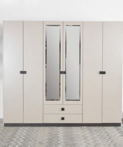 Orion Ray 6-Door Wardrobe with 2 Drawers and 2 Mir...