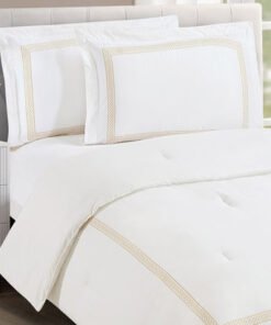 White Bliss 3-Piece Jali Embroidered Twin Comforte...