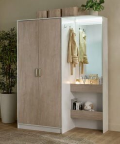 Vanilla Halmstad Mirror 2-Door Wardrobe with Open ...