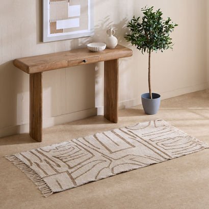Azura Earthy Handmade Woven Cotton Jute Dhurrie - ...