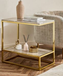 Cavon Versa Genuine Marble Top Long End Table