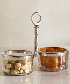 Oriental 2-Compartment Glass Serving Dish - 23x12....