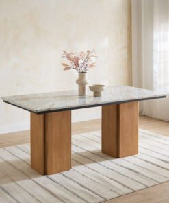 Cavon Bellmar Genuine Marble Top 6-Seater Dining T...