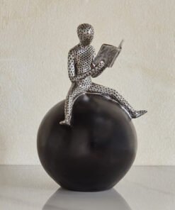 Wren Abbie Polyresin Human Reading On Ball Figurin...
