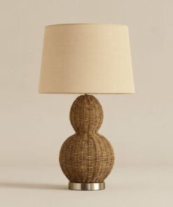 Naturel Grass Rope Table Lamp with Linen Shade - 3...