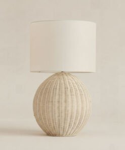 Naturel Rattan Table Lamp with Linen Shade - 36x58...