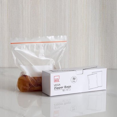 Vega 50-Piece Zipper Resealable Bag Set - 18x17 cm