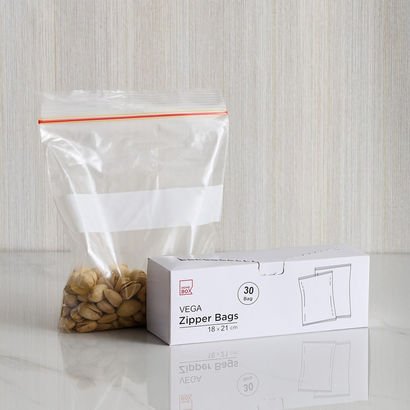 Vega 30-Piece Zipper Resealable Bag Set - 18x21 cm