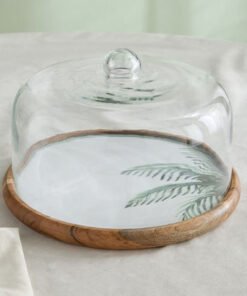 Palm Leaf Wooden Cake Dome - 32x32x18 cm
