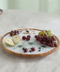 Palm Leaf Wooden Lazy Susan - 39 cm