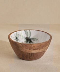 Palm Leaf Wooden Serving Bowl - 17x17x8 cm