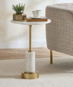Cavon Melda Geniune Marble Top Accent Table