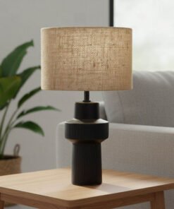 Emzie Table Lamp with Linen Shade - 43 cm