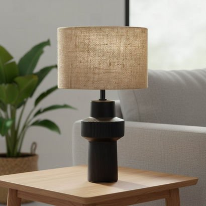 Emzie Table Lamp with Linen Shade - 43 cm