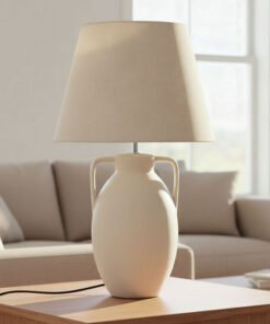 Emzie Table Lamp with Linen Lampshade - 52 cm