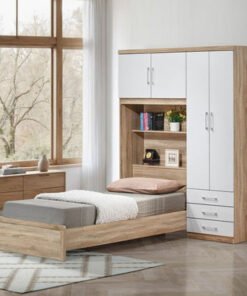 Movo Alford Cabin Single Bed with Wall Cabinet - 9...