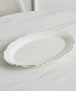 Ivory Platter with Gold Rim- 36 cm