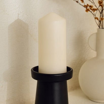 Luna Unscented Pillar Candle - 60 h