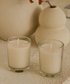 Luna 2-Piece Unscented Votive Glass Jar Candle Set...