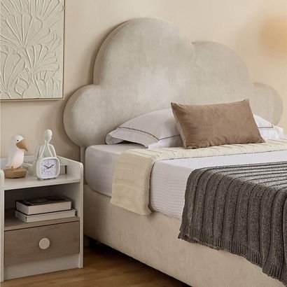 Ivory Nimbus Upholstered Bed - 120x200 cm