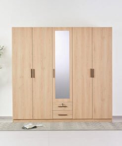 Movo Rivera 5 Door Wardrobe with 2 Drawers and Mir...